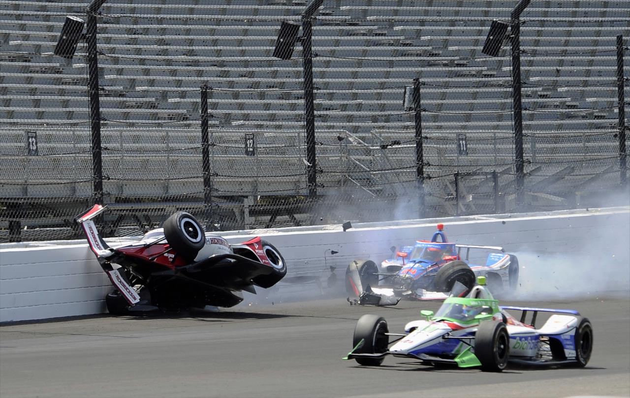 Katherine Legge and Stefan Wilson Incident - Indianapolis 500 Practice - By: Mike Young -- Photo by: Mike Young
